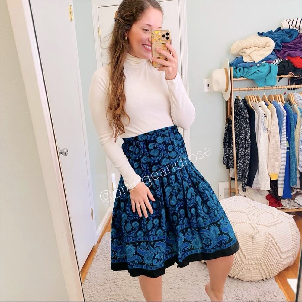 Vintage California Girl Blue Floral Skirt